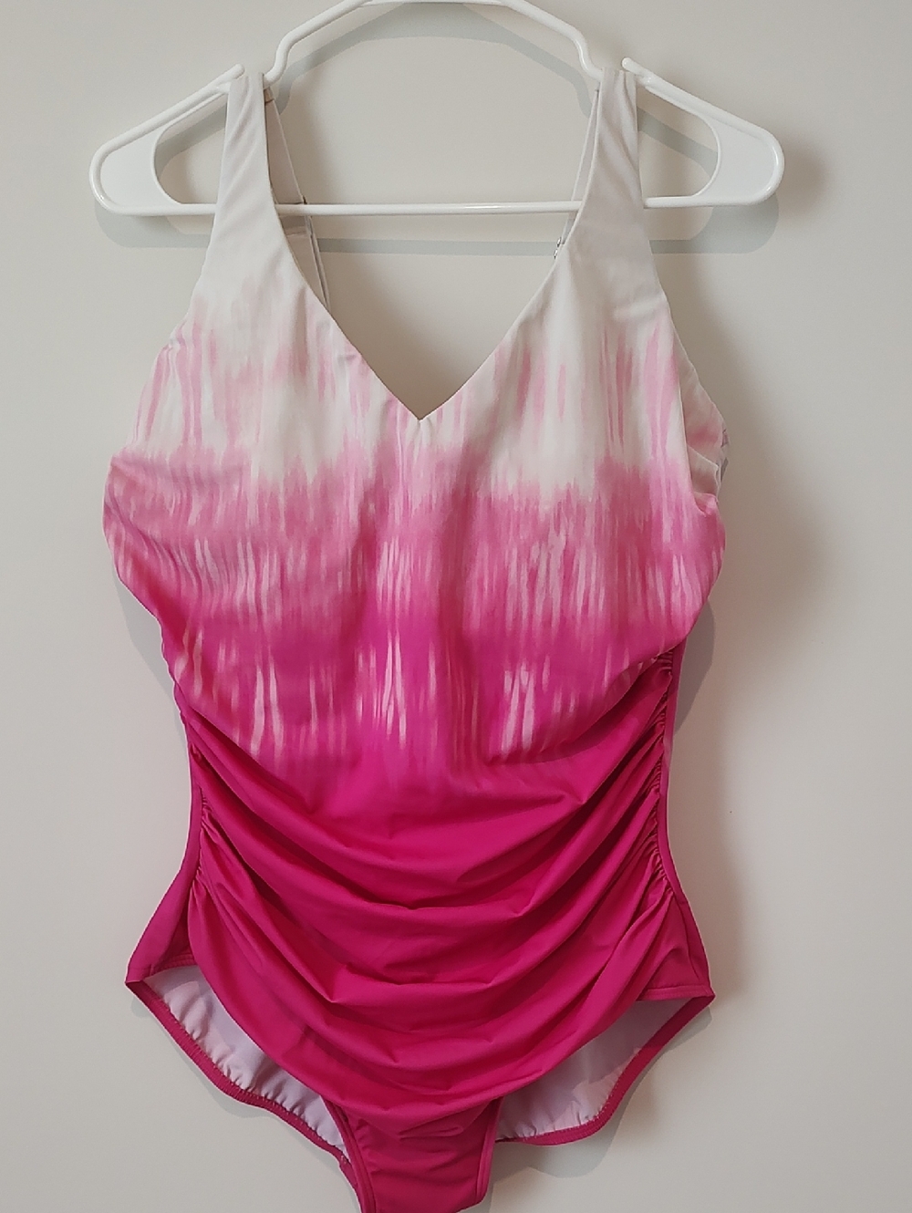 Miraclesuit Bright Pink & White Ombre Tie Dyed One-Piece Swimsuit Ruched